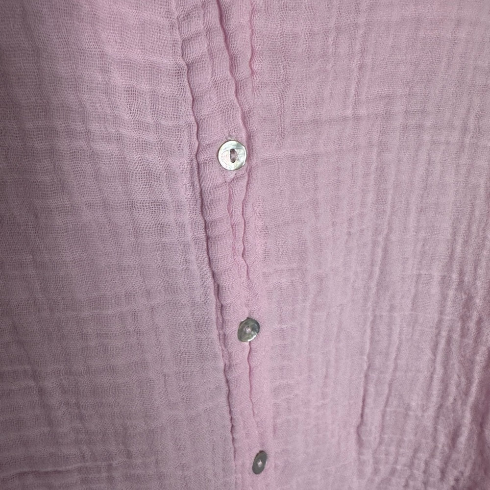 NWT SIZE S Sundry Pink Long Sleeve Notched Collar Button Down