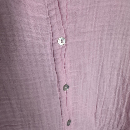 NWT SIZE S Sundry Pink Long Sleeve Notched Collar Button Down