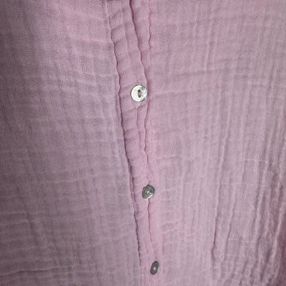 NWT SIZE S Sundry Pink Long Sleeve Notched Collar Button Down