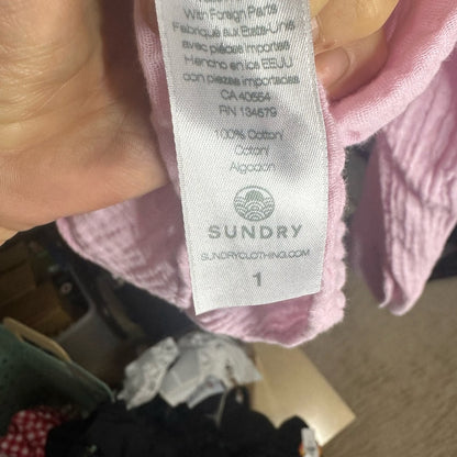 NWT SIZE S Sundry Pink Long Sleeve Notched Collar Button Down