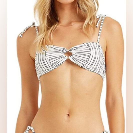 NWT SIZE M Billabong Black and White Striped Bikini Top