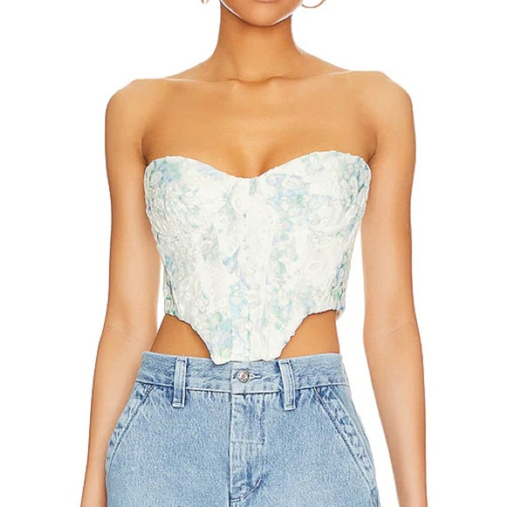 Bardot Cream Sleeveless Bustier Crop Top