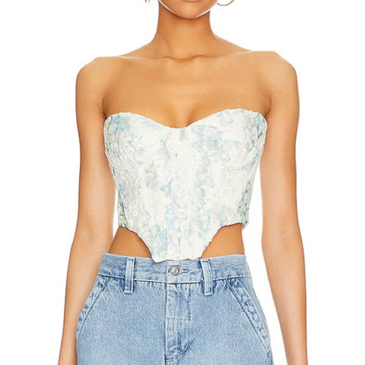 Bardot Cream Sleeveless Bustier Crop Top