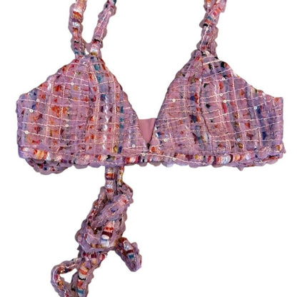 NWT SIZE M For Love And Lemons Pink Multi-Color Bra Top
