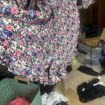 NWT S Easel Blue and Red Jumpsuit with Elastic Waist and Off-the-Shoulder