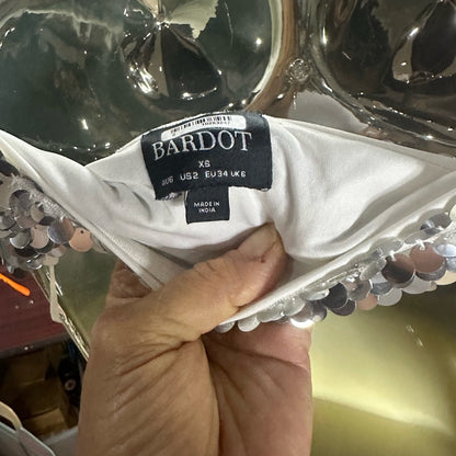 NWOT SIZE XS Bardot Sequin Silver Crop Top