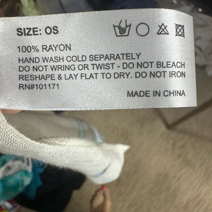 NWOT SIZE OS Breezy Cream and Blue Swim Coverup with Artistic Flair