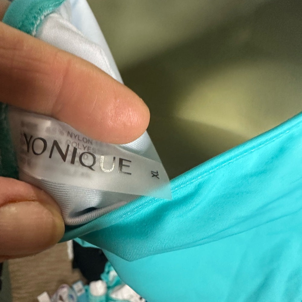 NWT SIZE XL Younique Blue Bikini with Triangle Halter and Ruched Sides