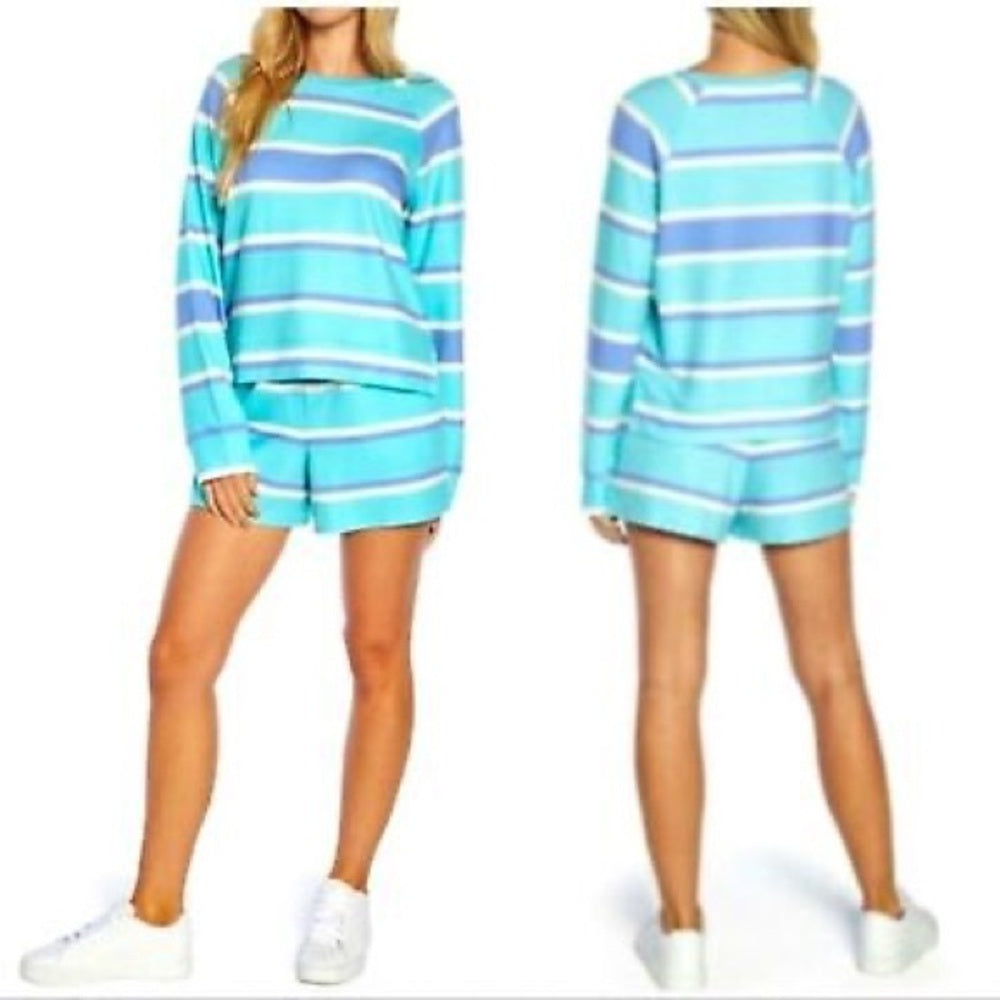 NWT SIZE L-XL-XXL Wildfox Blue and White Striped Loungewear Set