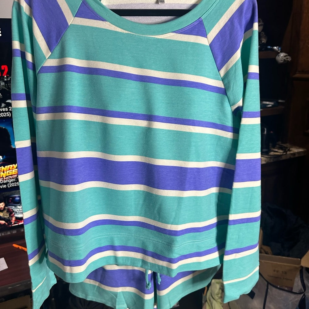 NWT SIZE L-XL-XXL Wildfox Blue and White Striped Loungewear Set
