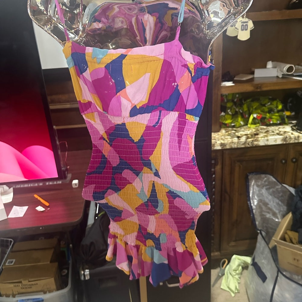 SIZE XS Flynn Skye Pink and Blue Mini Dress with Vibrant Colors