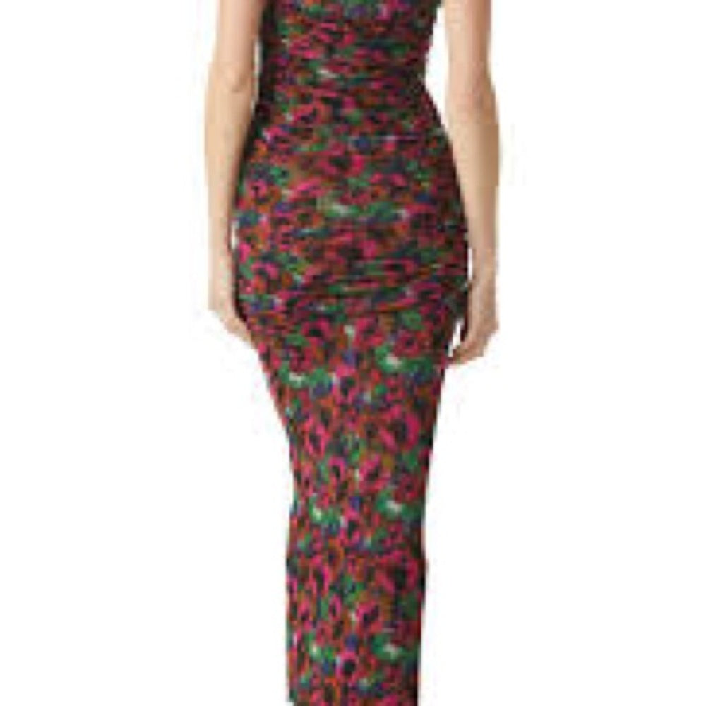 NWT SIZE XS Misa Los Angeles Red Black Square Neck Bodycon Maxi