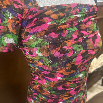 NWT SIZE XS Misa Los Angeles Red Black Square Neck Bodycon Maxi