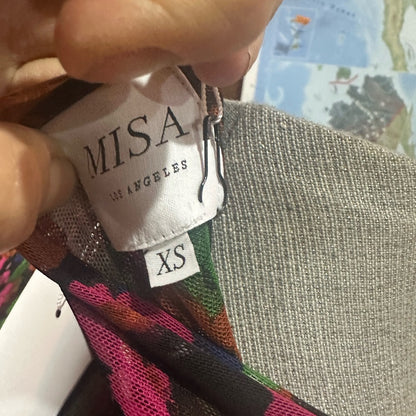 NWT SIZE XS Misa Los Angeles Red Black Square Neck Bodycon Maxi