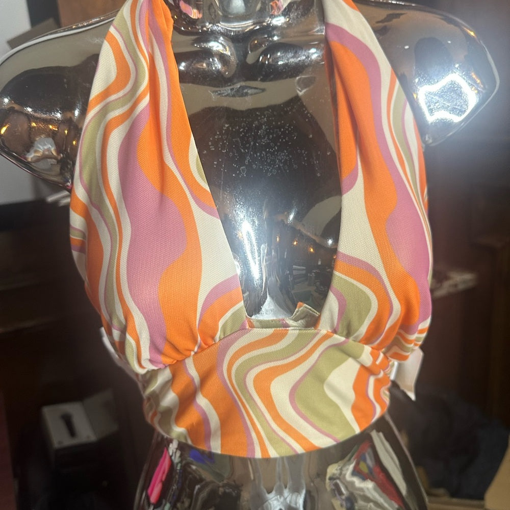 NWOT SIZE S Show Me Your MuMu Multicolor Swirl Crop Top