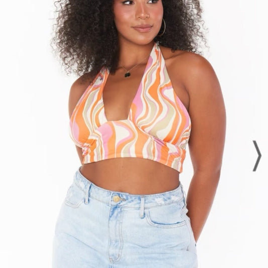 NWOT SIZE S Show Me Your MuMu Multicolor Swirl Crop Top