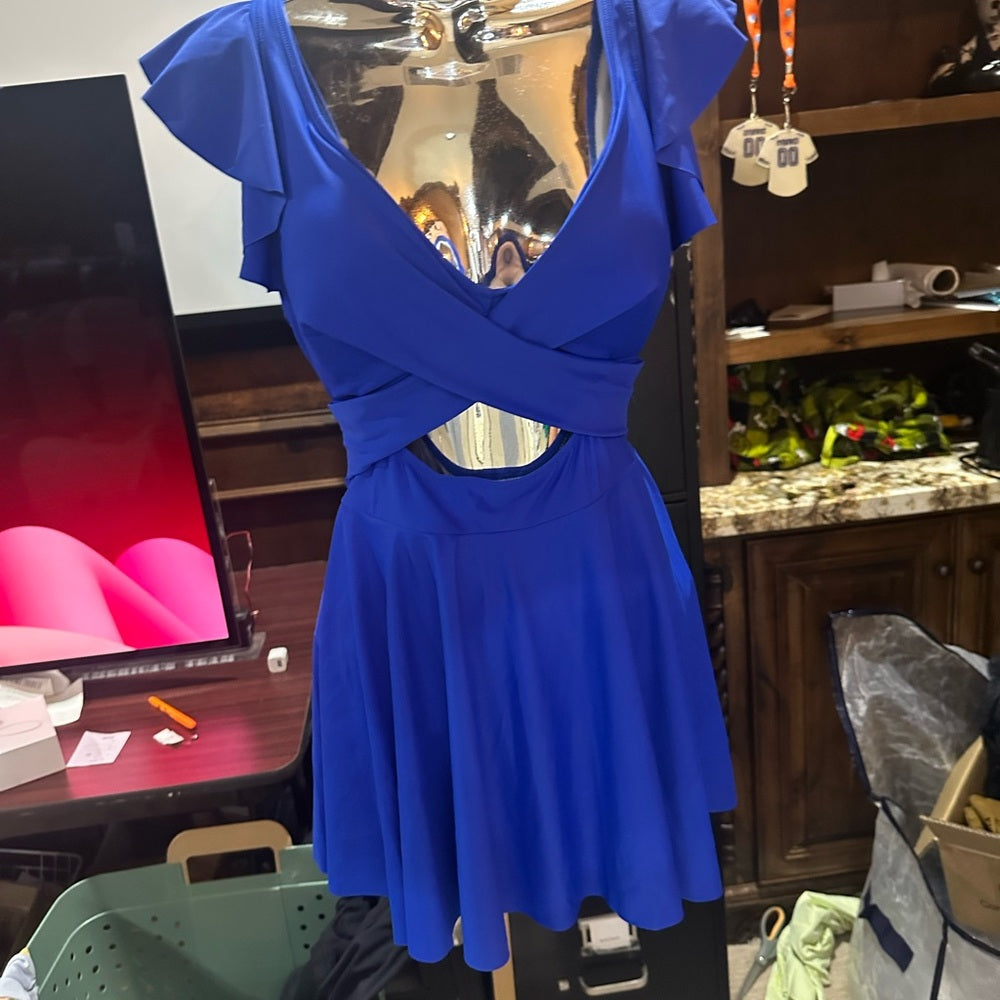 NWT SIZE M Blue Cut Out Tie Front One Piece