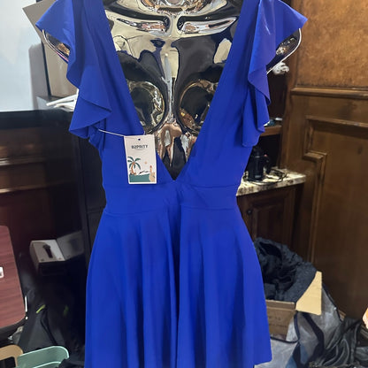 NWT SIZE M Blue Cut Out Tie Front One Piece