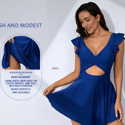 NWT SIZE M Blue Cut Out Tie Front One Piece