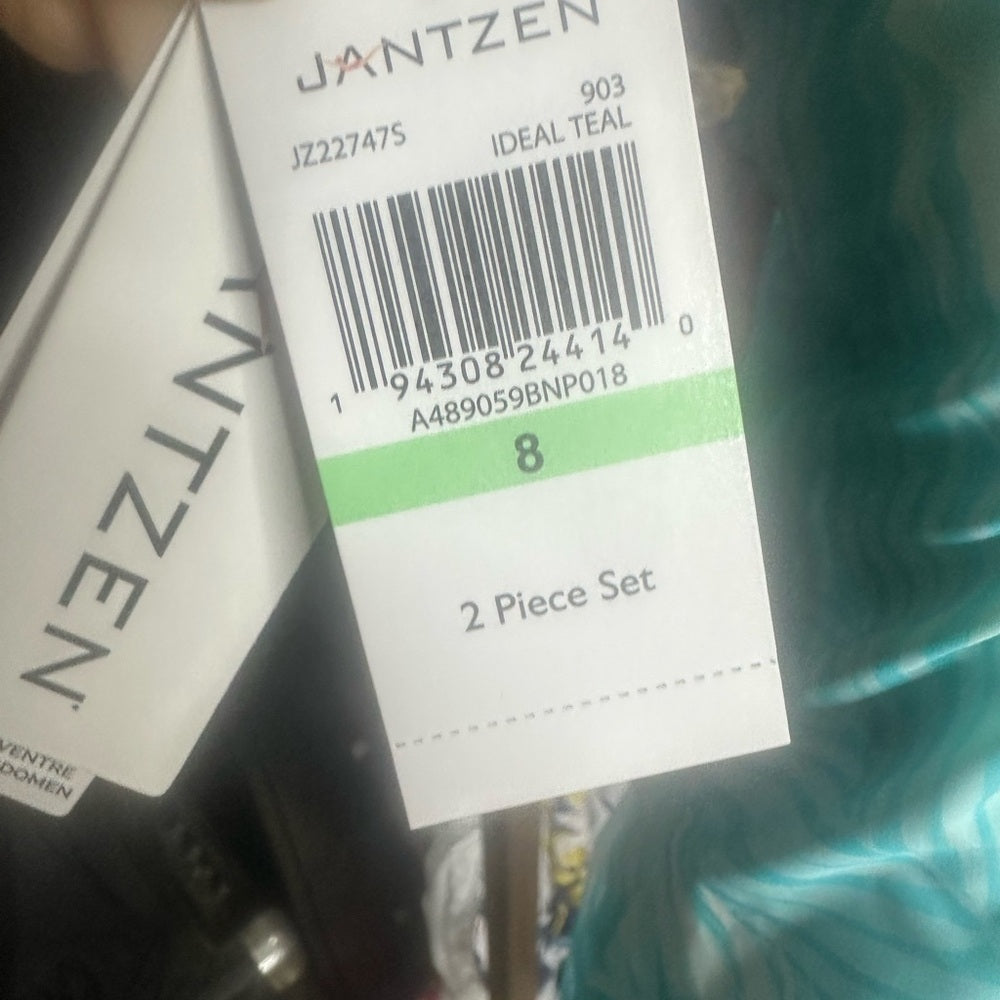 NWT SIZE 8 Jantzen Women's Blue and White Swimwear
