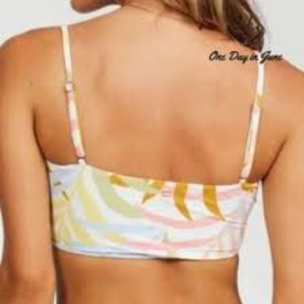 NWT SIZE M Billabong Pink and Yellow Fitted Crop Bikini