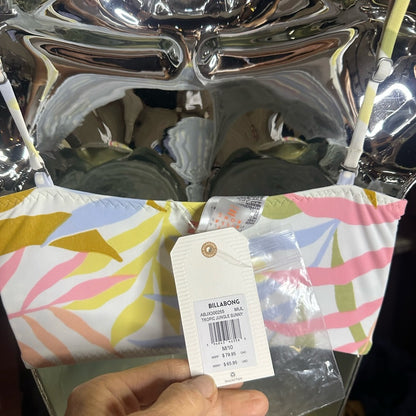 NWT SIZE M Billabong Pink and Yellow Fitted Crop Bikini