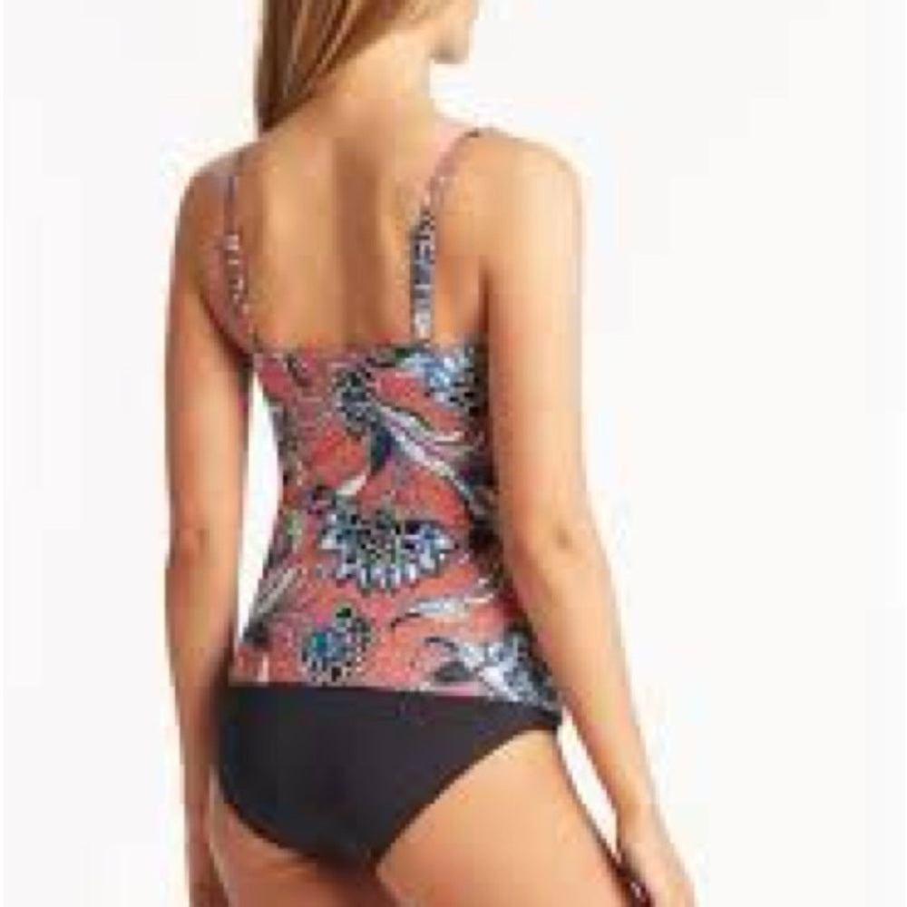 NWT SIZE 12 Red and Blue Bikini with Artistic Floral Design