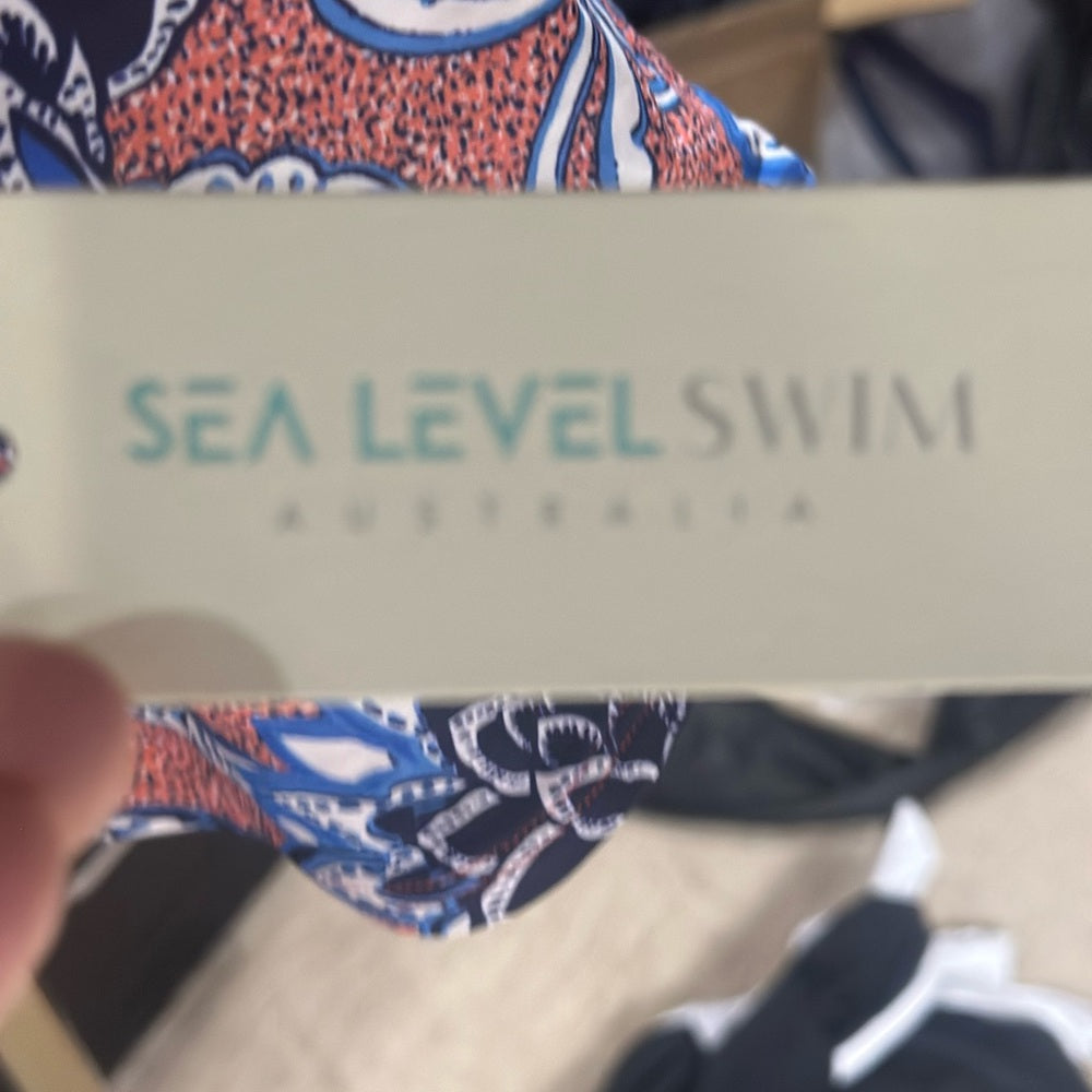 NWT SIZE 12 Red and Blue Bikini with Artistic Floral Design