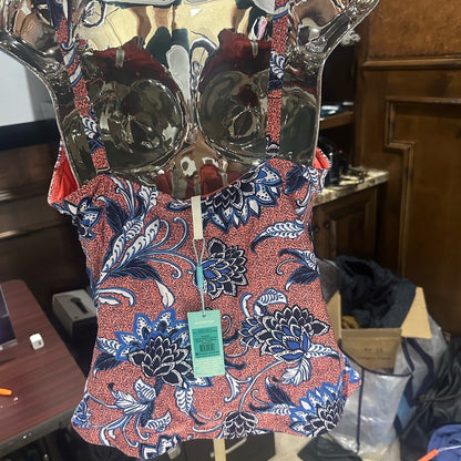 NWT SIZE 12 Red and Blue Bikini with Artistic Floral Design