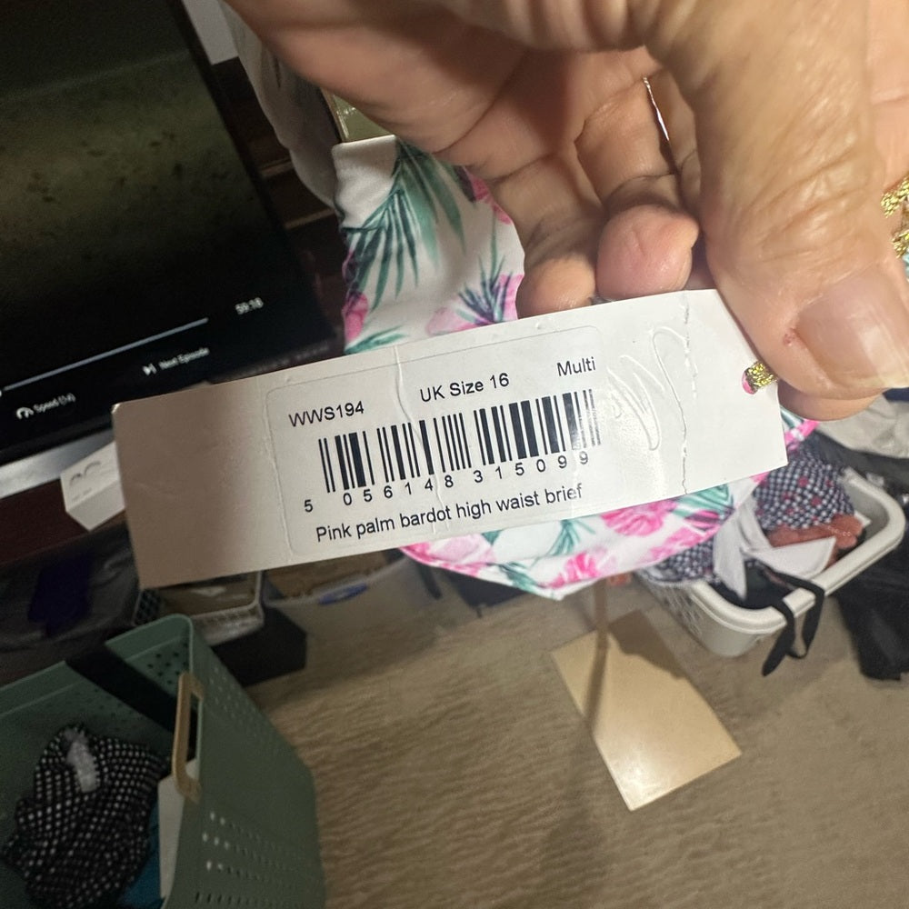 NWT SIZE 16 Pink and Green Tropical Bikini Bottom