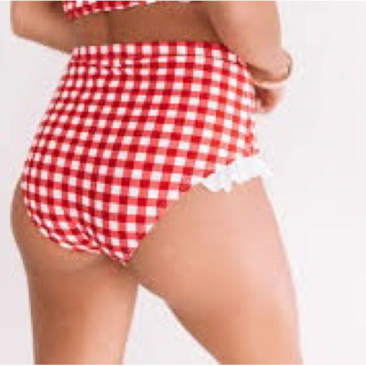 NWT SIZE 14 La Blanca Red and White Checkered Bikini Bottom