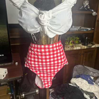 NWT SIZE 14 La Blanca Red and White Checkered Bikini Bottom