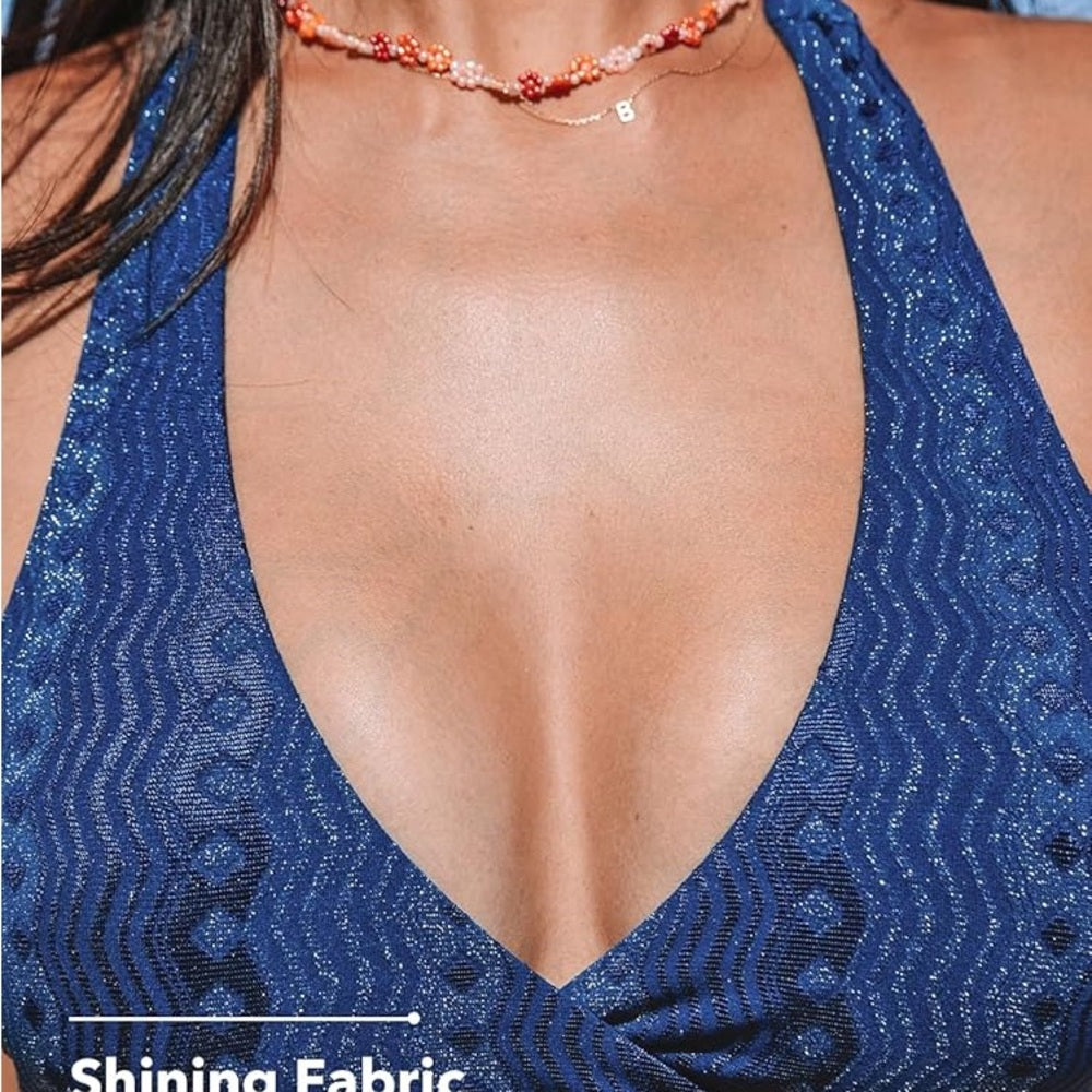 Cupshe Navy Halter Bikini Top