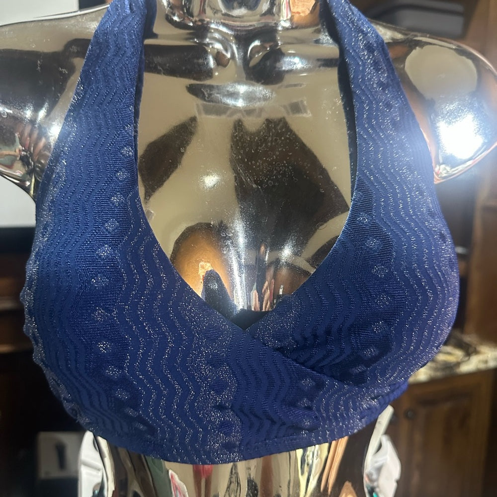 Cupshe Navy Halter Bikini Top