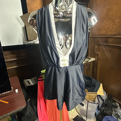 NWOT SIZE S Unique Vintage Black and White Retro Halter One-Piece
