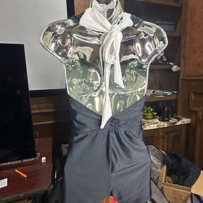 NWOT SIZE S Unique Vintage Black and White Retro Halter One-Piece