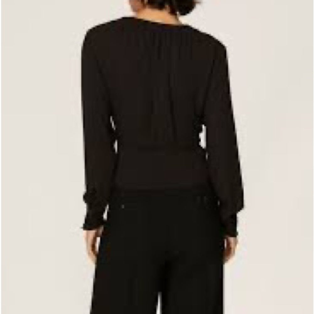 Thakoon Black Puff Sleeve Peplum Blouse