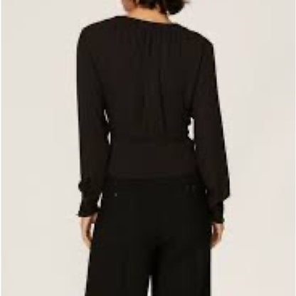 Thakoon Black Puff Sleeve Peplum Blouse
