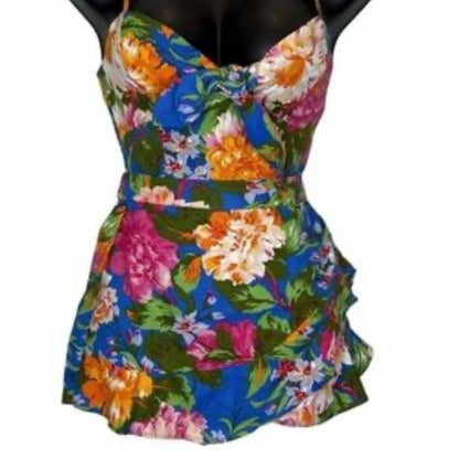 NWT SIZE M Playful Blue and Pink Floral Two-Piece Set