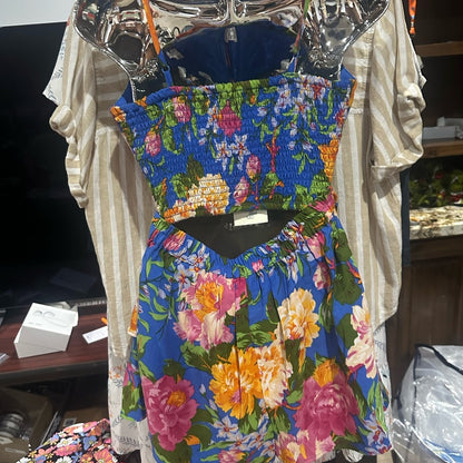 NWT SIZE M Playful Blue and Pink Floral Two-Piece Set