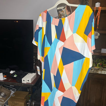 NWT SIZE L Bar III Blue and Pink Swim Coverup with V-Neck Tunic