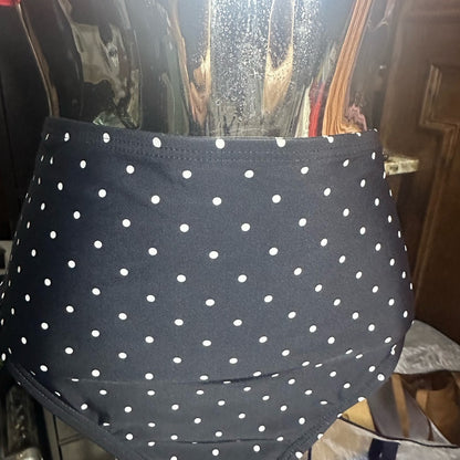 NWOT SIZE 1X Unique Vintage Black and White Polka Dot High-Waisted Bikini
