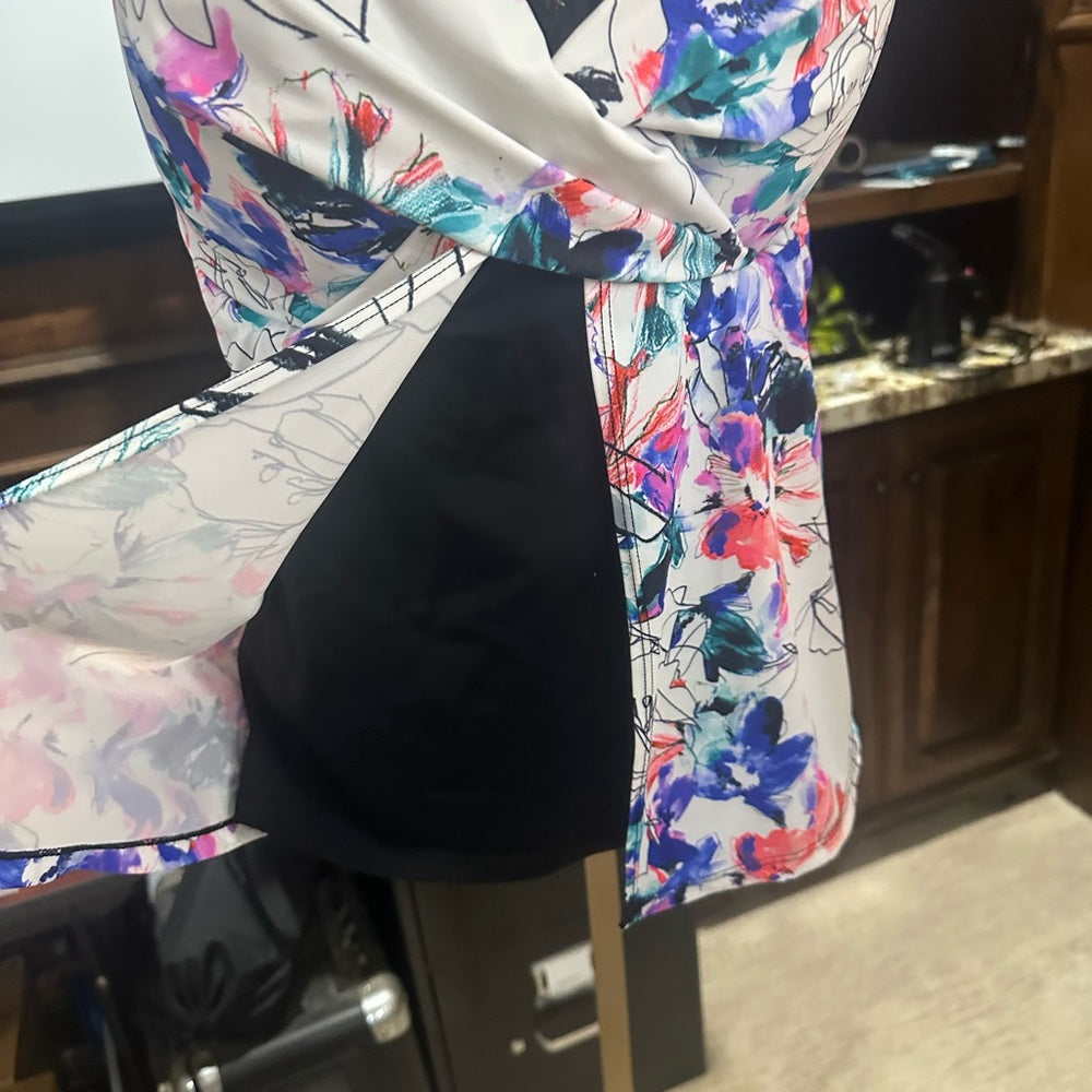 SIZE 22 Swimsuits For All Pink and Blue Bustier Wrap Camisole