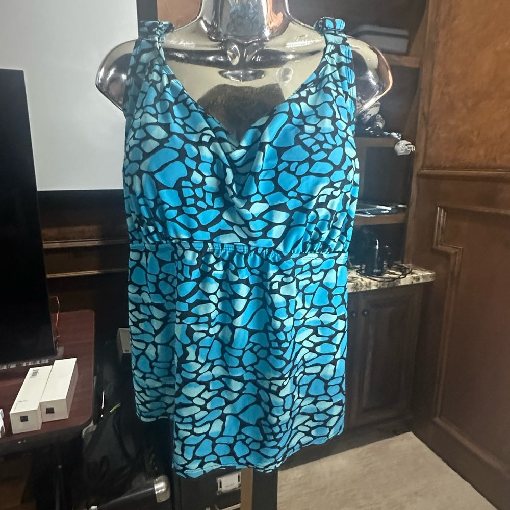 Swimsuits For All Blue Ruched Tie Front Bikini