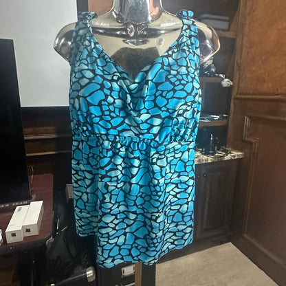 Swimsuits For All Blue Ruched Tie Front Bikini