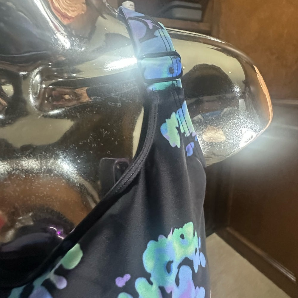 SIZE 22 Swimsuits For All Black and Blue Fitted Bustier Tank Top Bikini