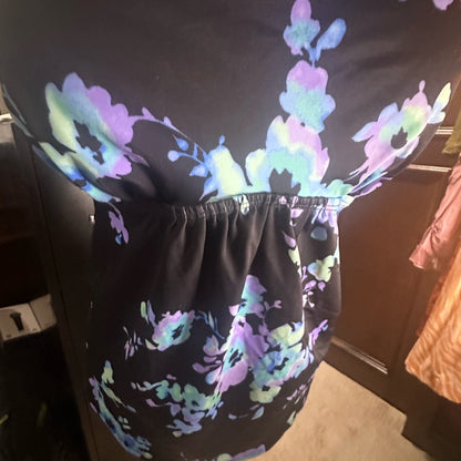 SIZE 22 Swimsuits For All Black and Blue Fitted Bustier Tank Top Bikini