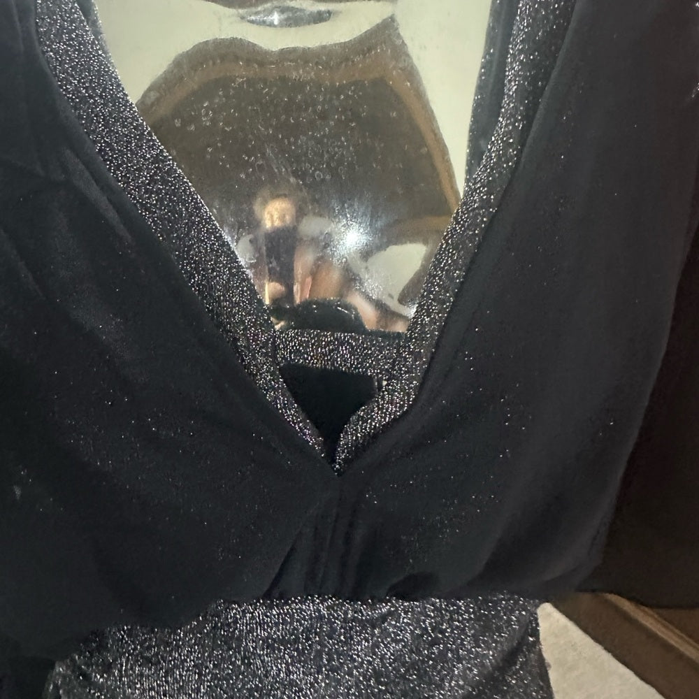 Unique Vintage Black and Silver One Piece Swimsuit