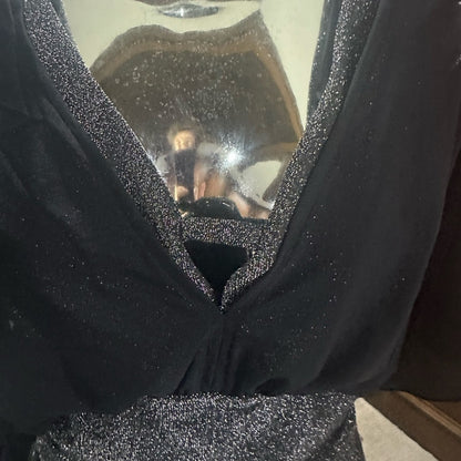 Unique Vintage Black and Silver One Piece Swimsuit