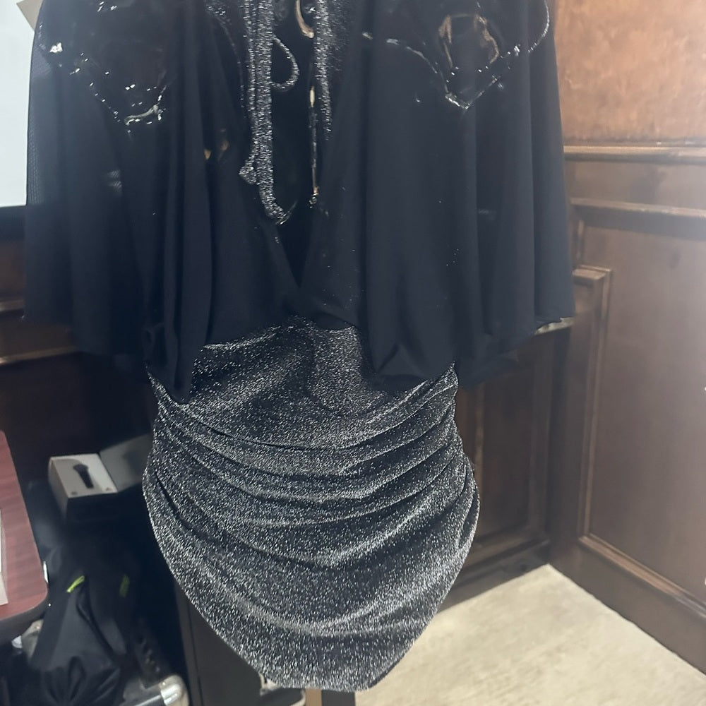 Unique Vintage Black and Silver One Piece Swimsuit